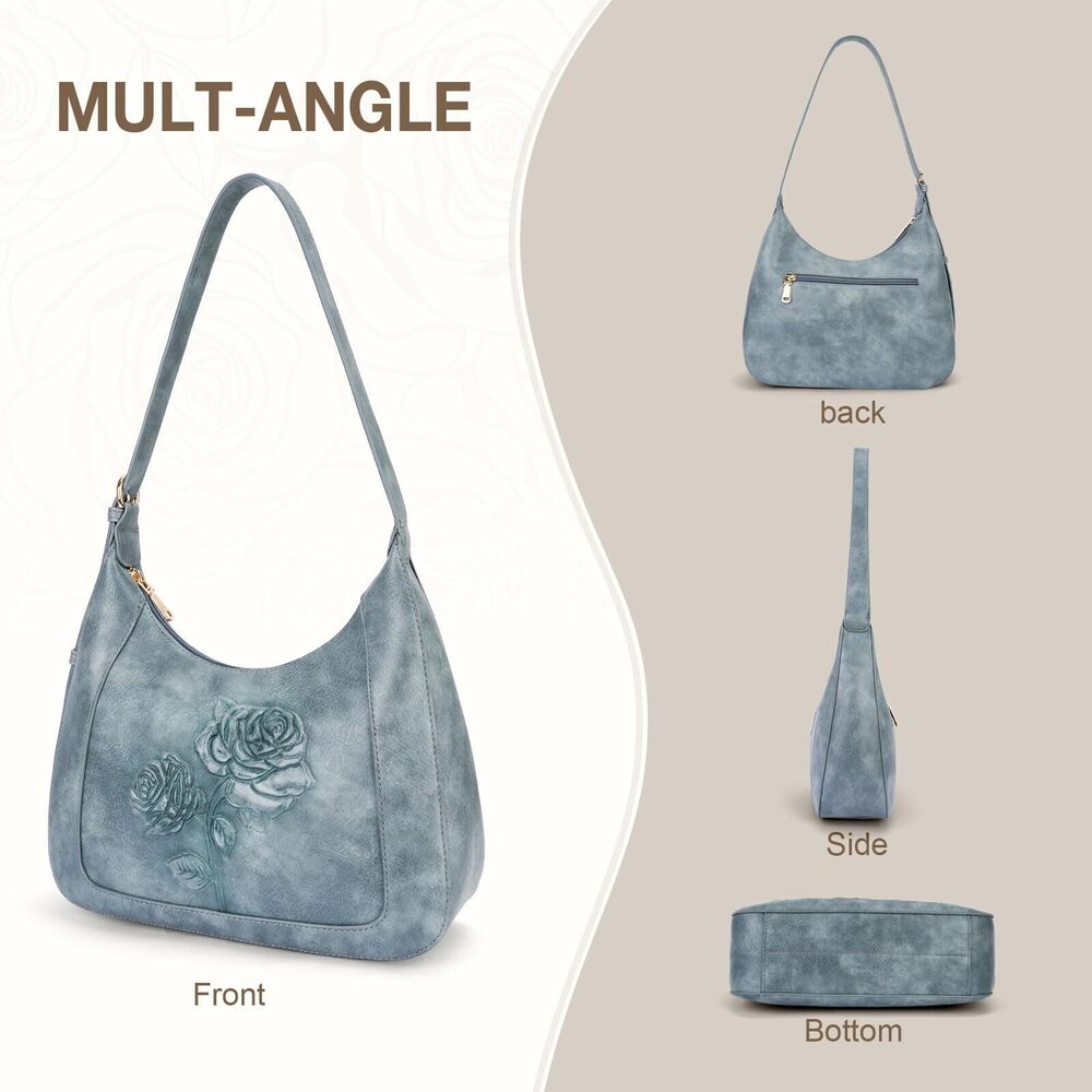 8226 Shoulder Bag , Vegan Leather Hobo Purse Trendy Small Handbag Top - Picture 6 of 6